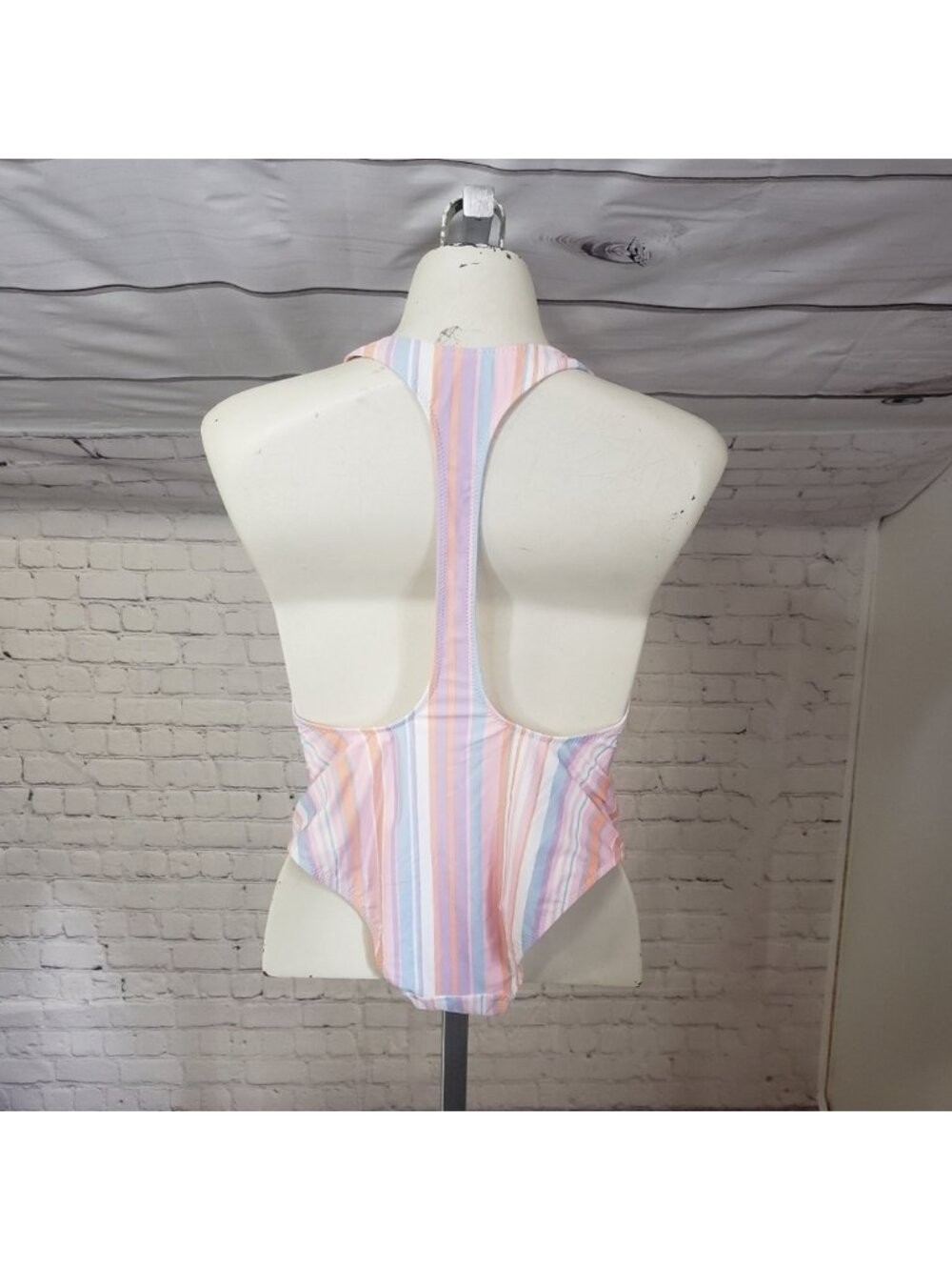 Skinny Dip Striped One Piece Cheeky Racerback Bathing Suit Swim Swimsuit - Picture 2 of 7